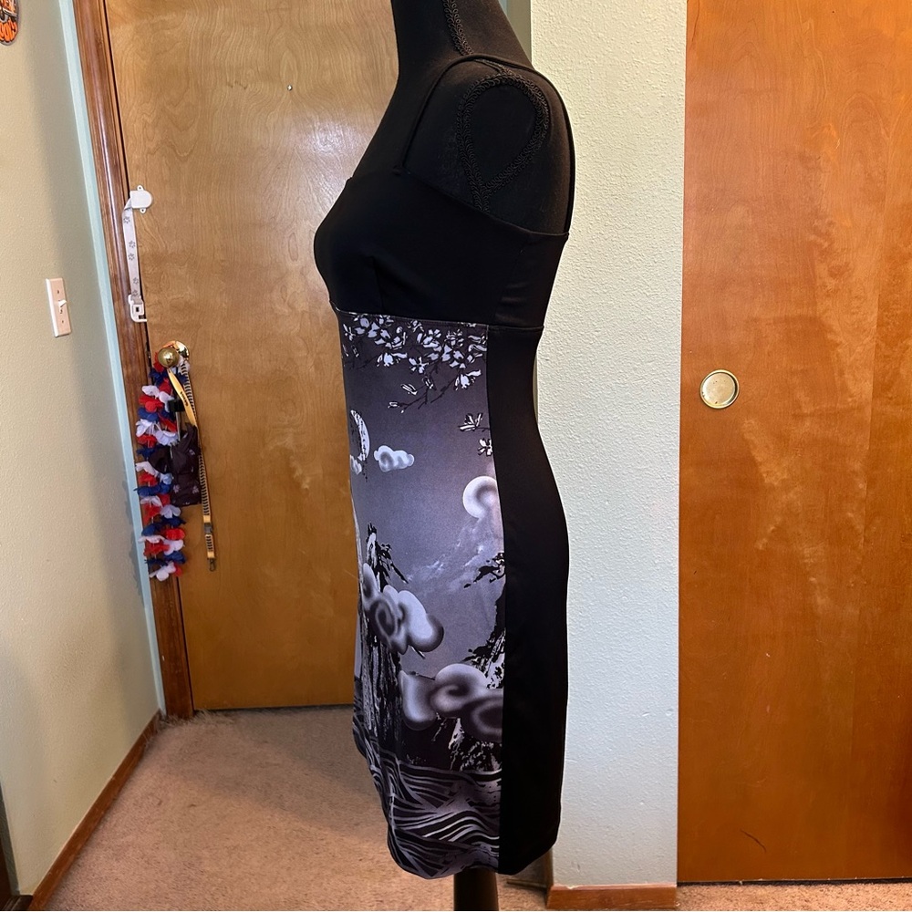 Rampage vintage 90s Y2K spaghetti strap midi dress geisha image size M flawed - Picture 4 of 10